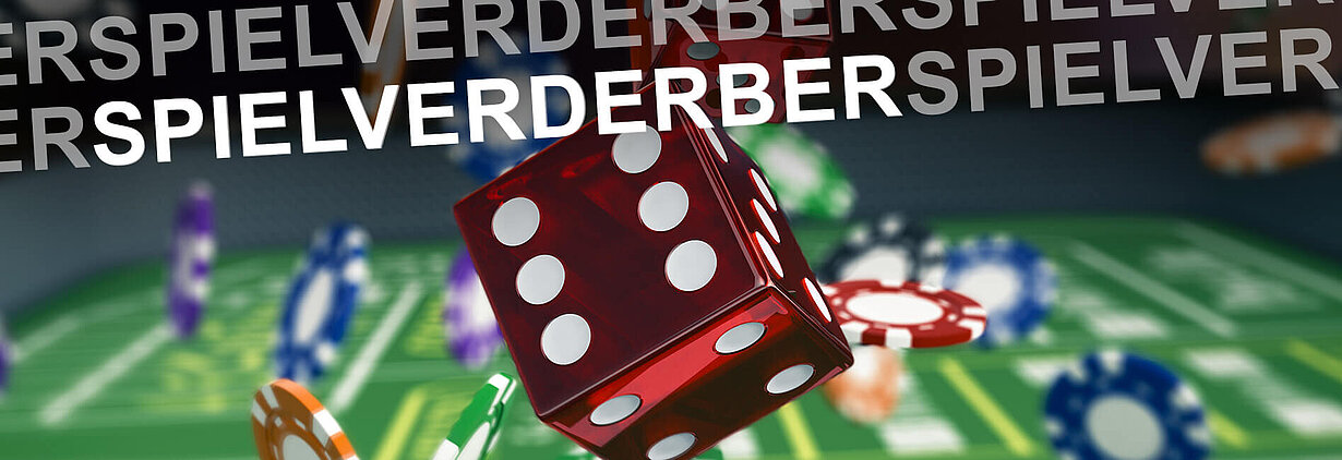 Ein Würfel und Jetons werden geworfen