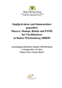 Vorschaubild: Impfprävalenz und Immunschutz gegenüber Masern, Mumps, Röteln und FSME bei Viertklässlern in Baden-Württemberg 2008/09