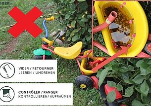 Dreirad mit stehendem Wasser als Brutstätte für Mücken