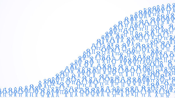 Viele blaue Strichmännchen