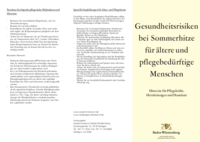 Vorschaubild: Gesundheitsrisiken bei Sommerhitze für ältere und pflegebedürftige Menschen - Hinweise für Pflegekräfte, Heimleitungen und Hausärzte